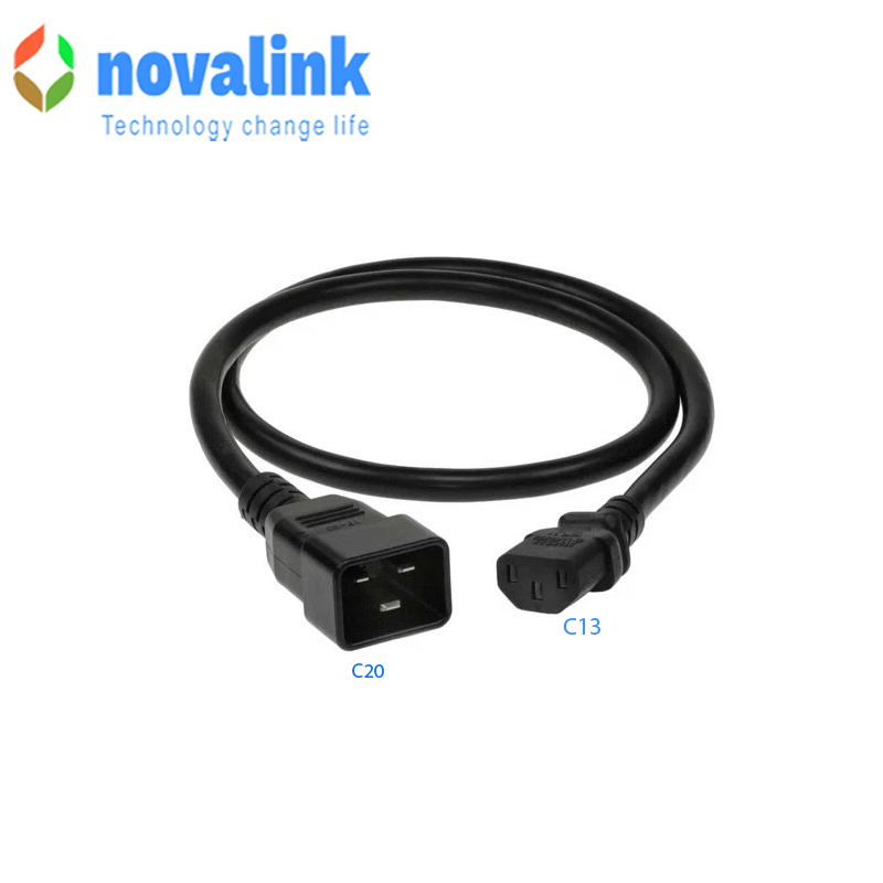 Dây nguồn C13 C20 dài 0.5m, lõi 3*2.08mm2, 15A cao cấp NV-56008A